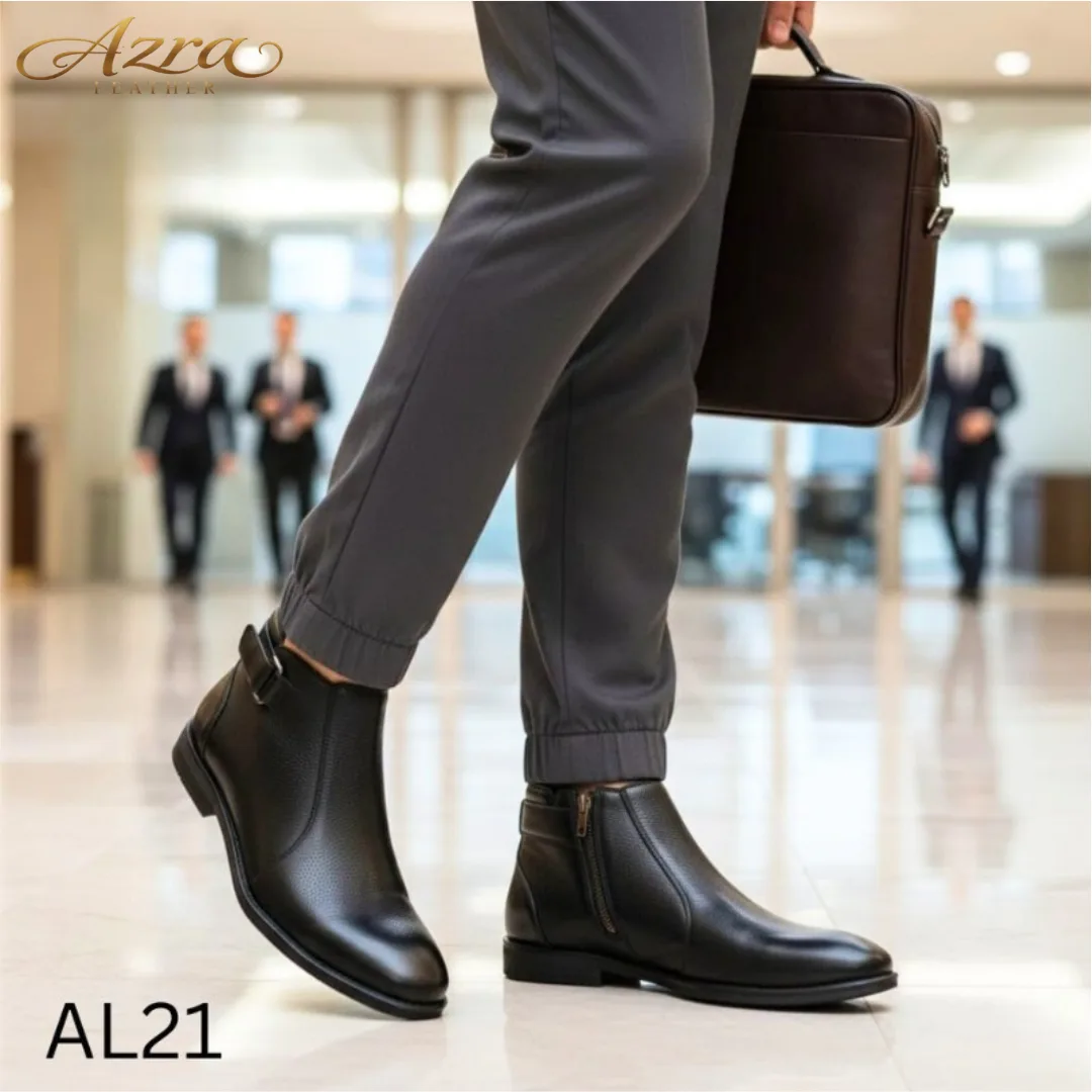 Men’s Premium Genuine Leather chelsea Boots – Black (AL21)