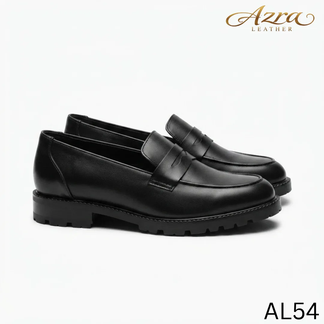 Men’s Premium Genuine Leather Chunky – Black (AL54)