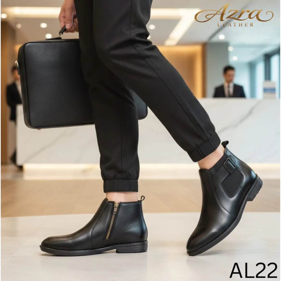 Men’s Premium Genuine Leather chelsea Boots – Black (AL22)